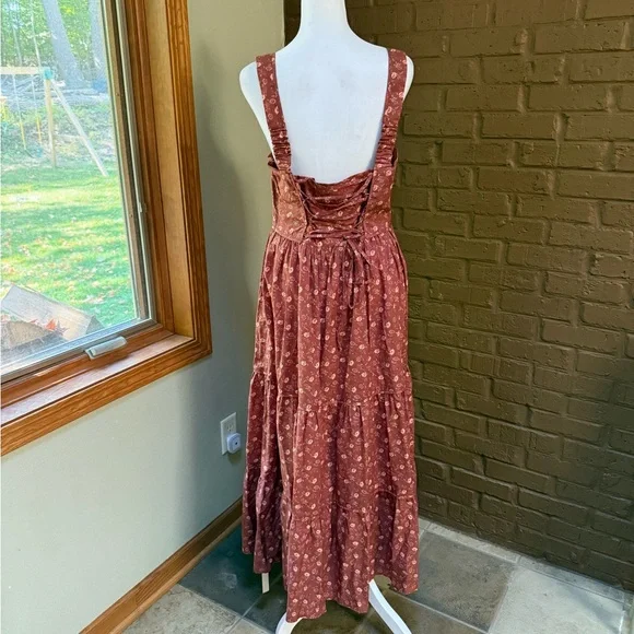 Christy Dawn The Adele Dress Oat Straw Red Cotton Floral Autumn Fall Dress NEW - Picture 4 of 5